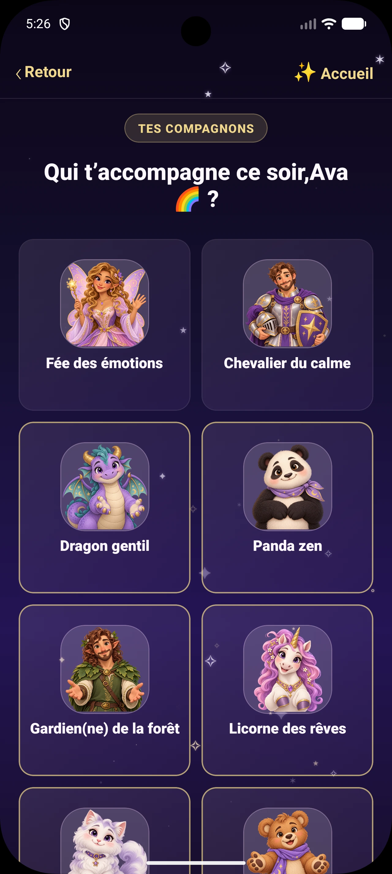 Choix du compagnon magique