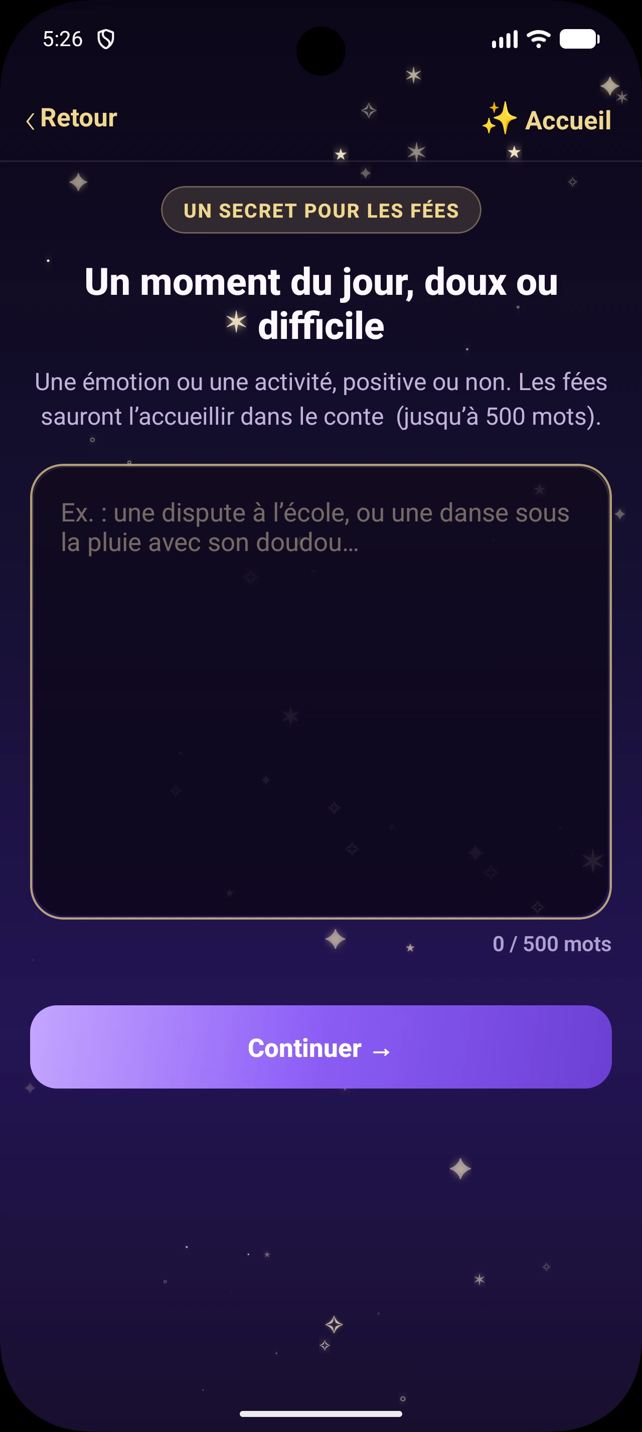 Un moment du jour à accueillir dans le conte