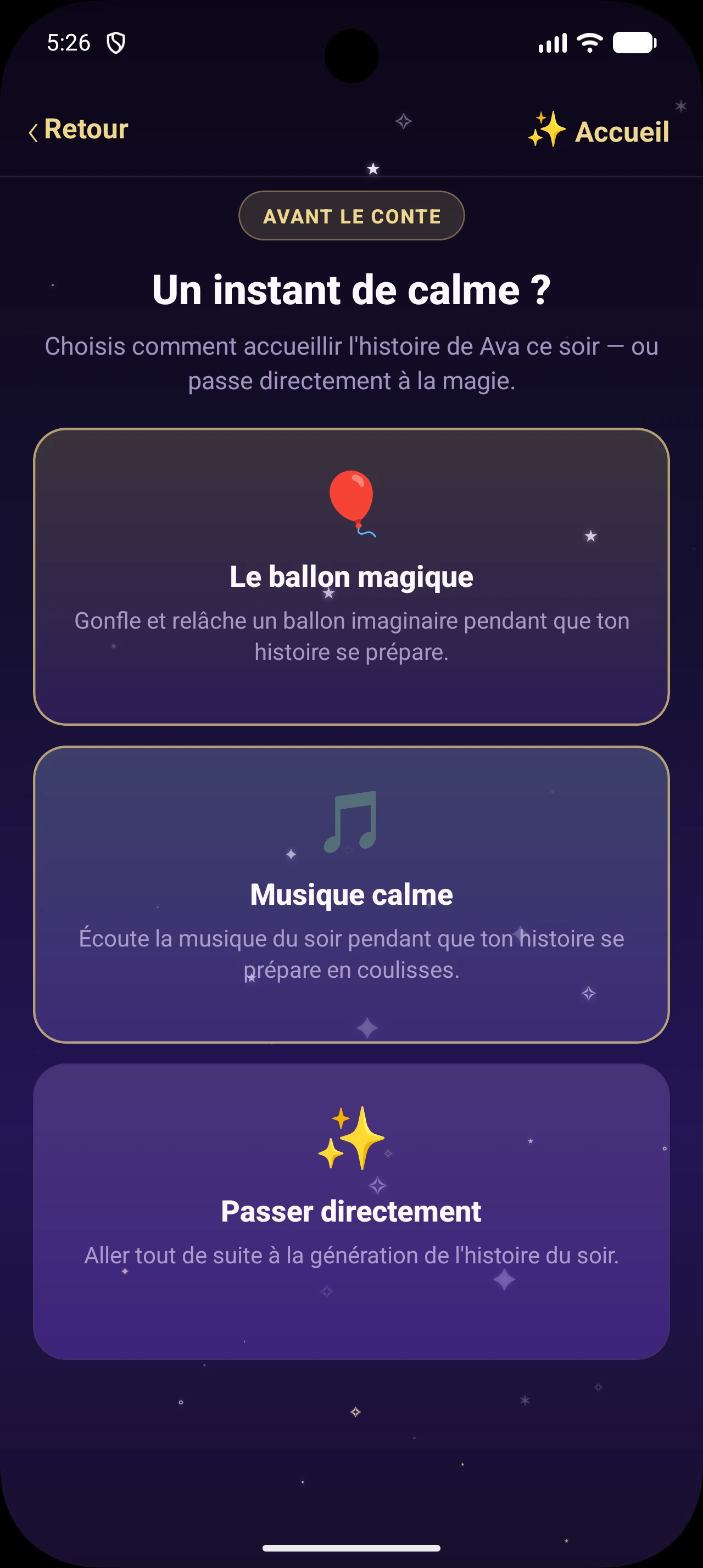 Un instant de calme avant le conte