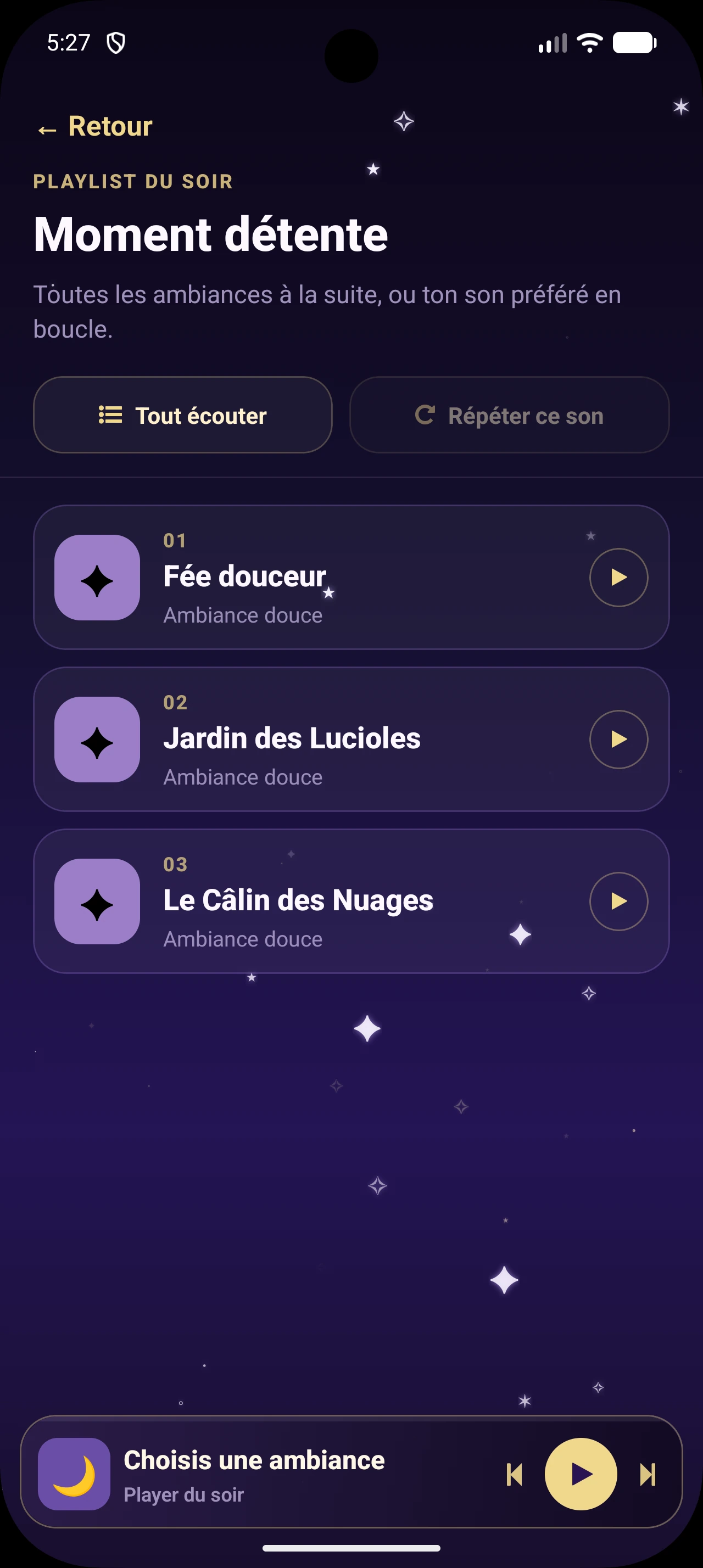 Les ambiances du moment détente